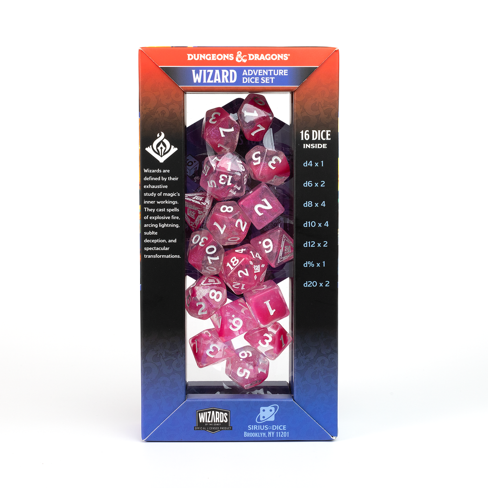 D&D Adventure Dice Set - Wizard Edition | Fuchsia 16pc Collection (ONLINE ORDER ONLY)
