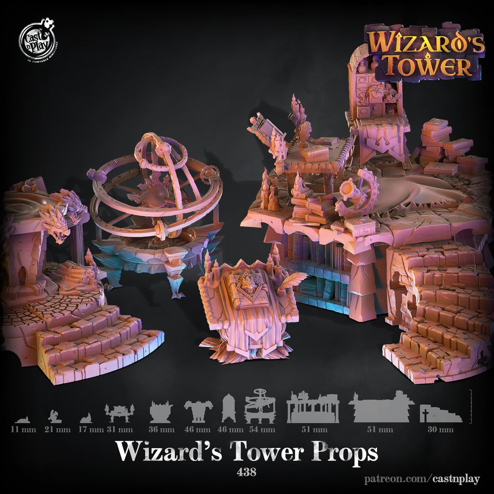 3D Printed Cast n Play Wizard's Tower Props 28mm 32mm D&D (Online Only)