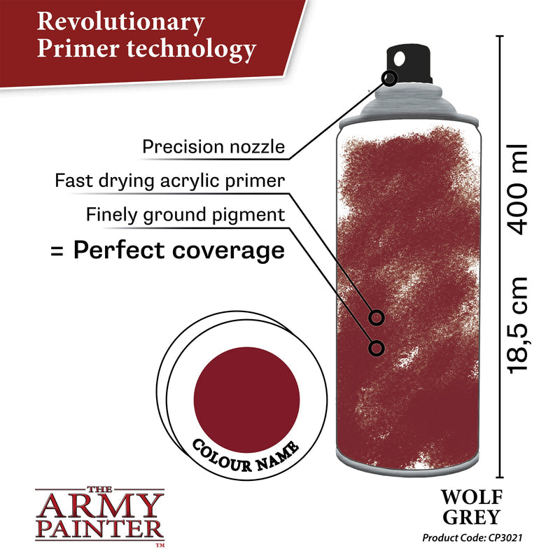 Army Painter Colour Primer: Wolf Grey (ONLINE ORDER ONLY)