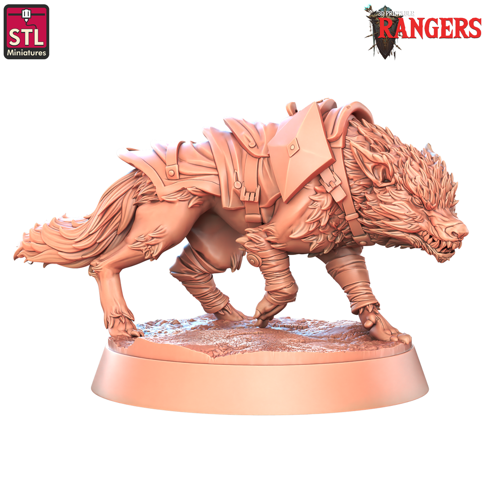3D Printed STL Miniatures Wolves Rangers 28 - 32mm War Gaming D&D (Online Only)