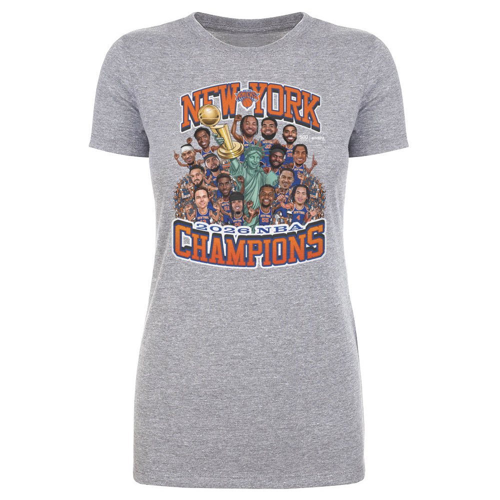 New York Knicks NBA Finals 2026 Champions Caricature WHT (ONLINE ORDER ONLY)