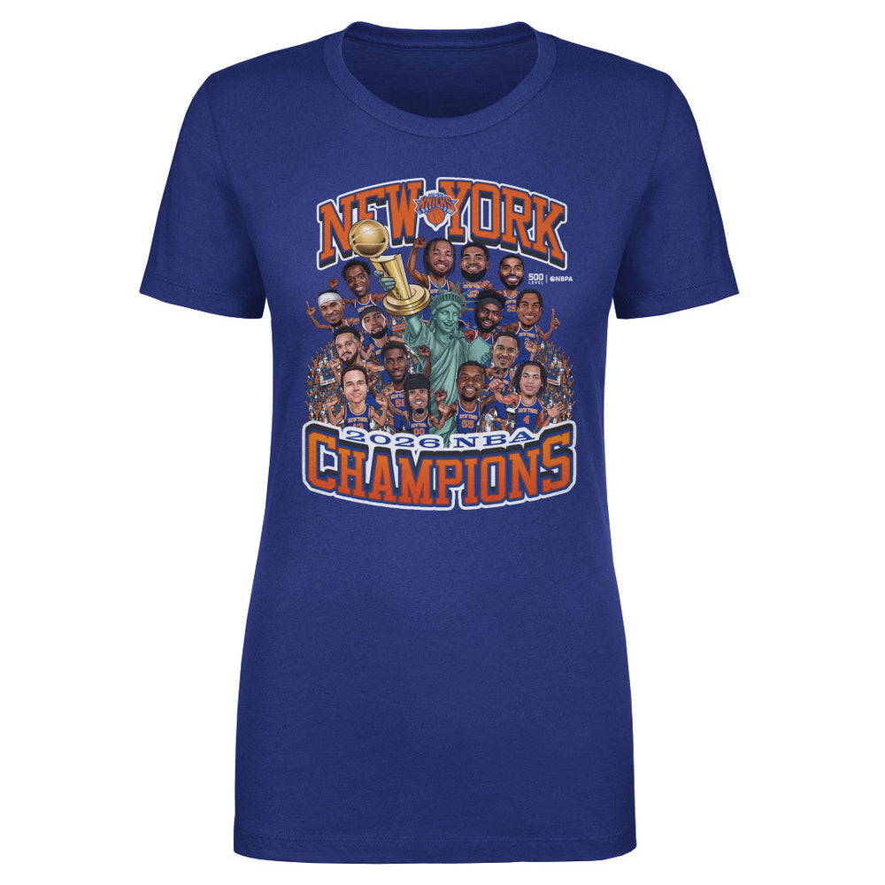New York Knicks NBA Finals 2026 Champions Caricature WHT (ONLINE ORDER ONLY)