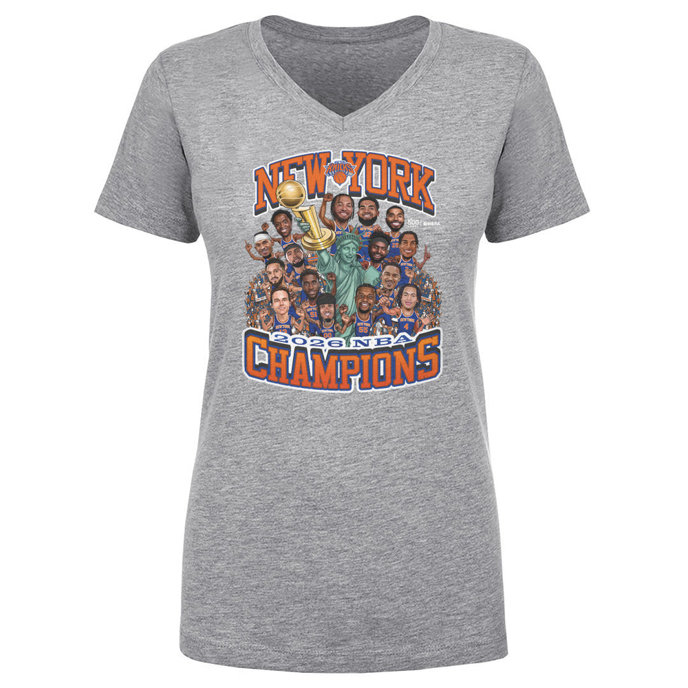 New York Knicks NBA Finals 2026 Champions Caricature WHT (ONLINE ORDER ONLY)