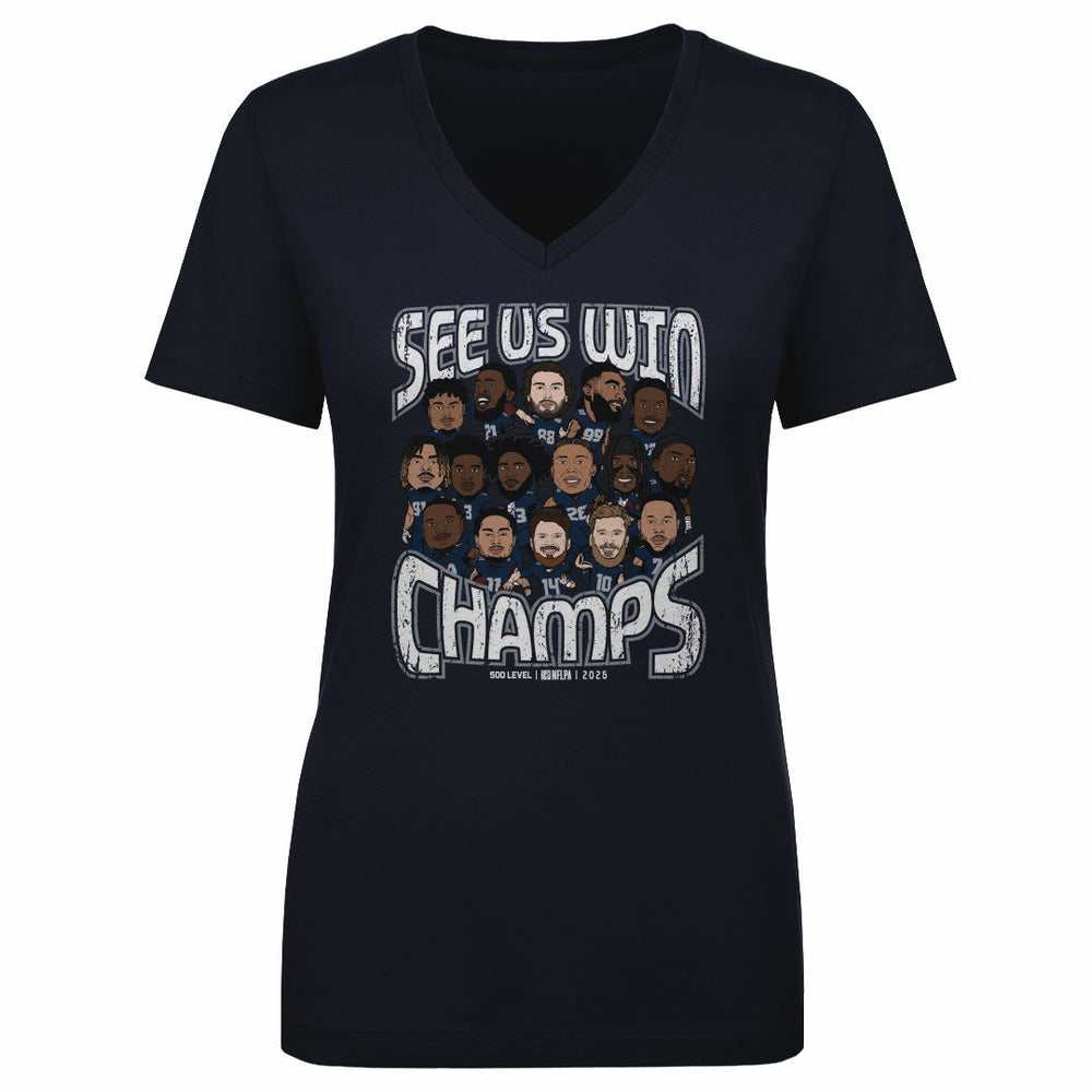 Seattle Football 2025 Champs Cartoon WHT (ONLINE ORDER ONLY)