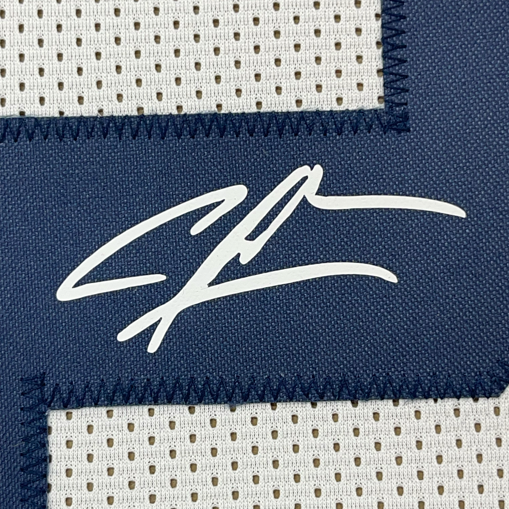 Framed Facsimile Autographed Charles Woodson 35x39 Michigan White Reprint Laser Auto College Football Jersey Size Men's XL (ONLINE ORDER ONLY)