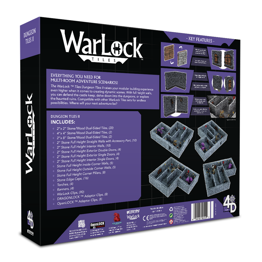 WarLock Tiles: Dungeon Tiles II – Full Height Stone Walls (ONLINE ORDER ONLY)