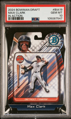 Graded 2024 Topps Bowman Draft Max Clark #BIA19 In Action Rookie RC Baseball Card PSA 10 Gem Mint (ONLINE ORDER ONLY)