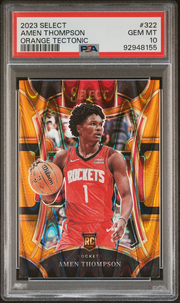 Graded 2023 Panini Select Amen Thompson #322 Orange Tectonic Rookie RC Basketball Card PSA 10 Gem Mint (ONLINE ORDER ONLY)