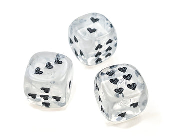 Heart 16mm Cirrus® w/pips White/black d6 | Heart Dice (Online Only)