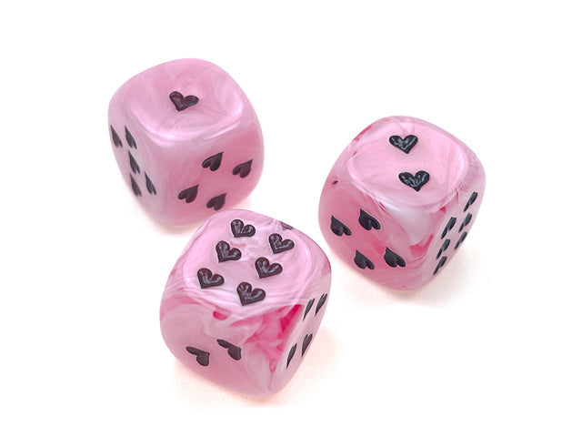 Heart 16mm Cirrus® w/pips Pink/black d6 (Online Only)
