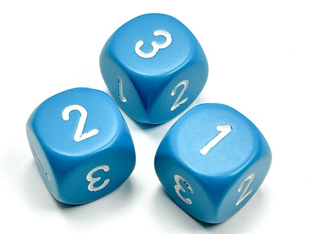 Opaque 16mm d3 (d6 w/ 1-2-3 twice) Light Blue/white (SOLD PER PIECE) (Online Only)