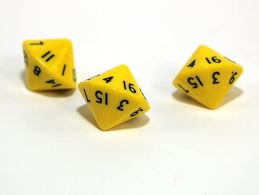 Opaque d16 Yellow/black Sixteen Sided Dice DnD Rpg Dice (sold per die) XQ1602 (Online Only)
