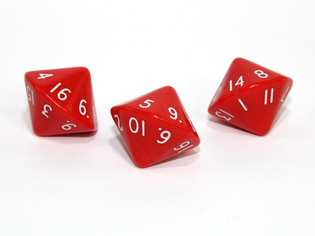 Opaque d16 Red/white Sixteen Sided Dice DnD Rpg Dice (sold per die) XQ1604 (Online Only)