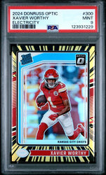 Graded 2024 Donruss Optic Xavier Worthy #300 Electricity /75 Rookie RC Football Card PSA 9 Mint (ONLINE ORDER ONLY)