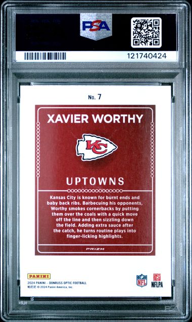 Graded 2024 Panini Donruss Optic Xavier Worthy #7 Uptowns Rookie RC Football Card PSA 10 Gem Mint (ONLINE ORDER ONLY)
