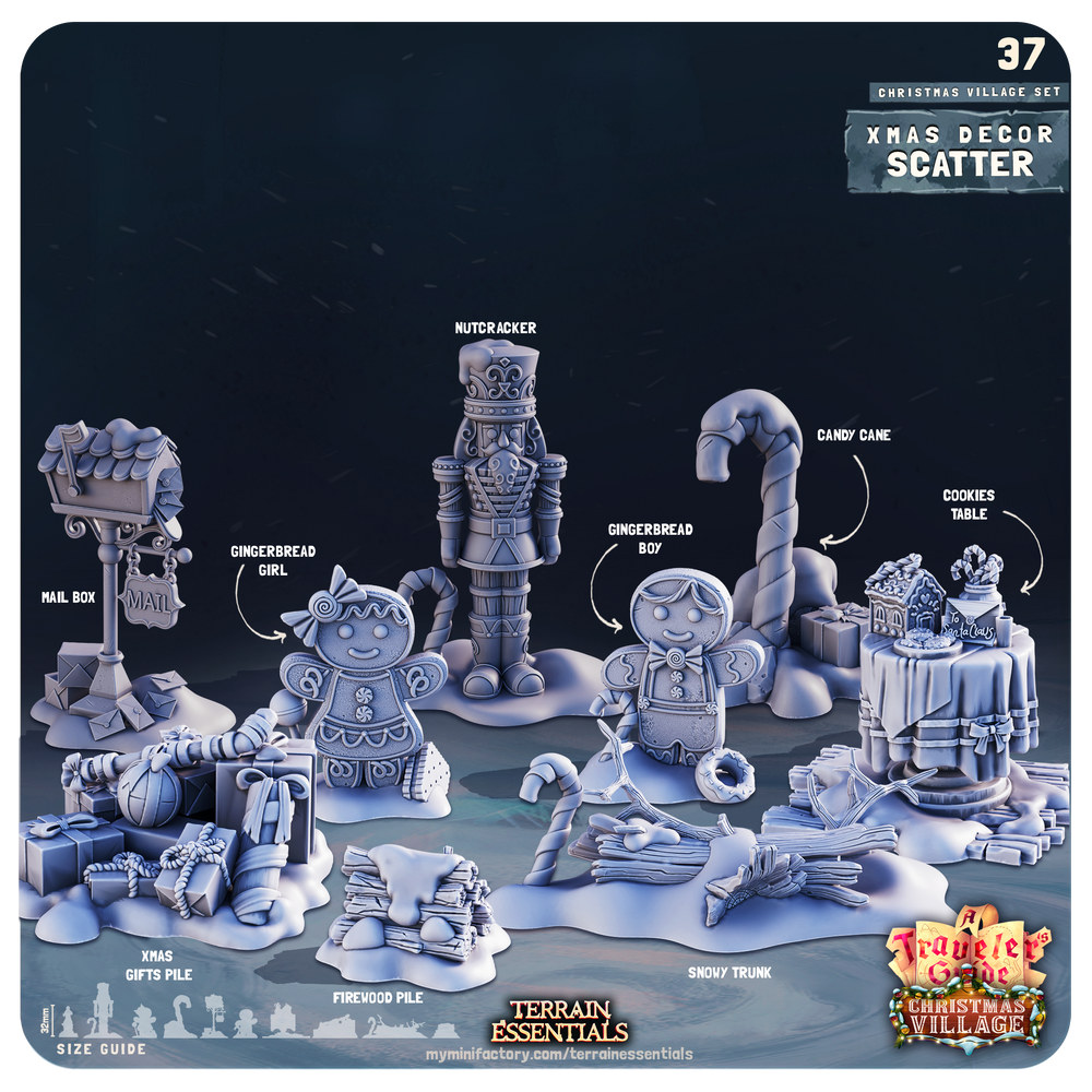 3D Printed Cast n Play Christmas Village Terrain Set 28mm 32mm D&D (Online Only)