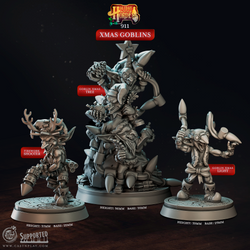 3D Printed Cast n Play Xmas Goblins Holiday Horde Set 28mm 32mm D&D (Online Only)