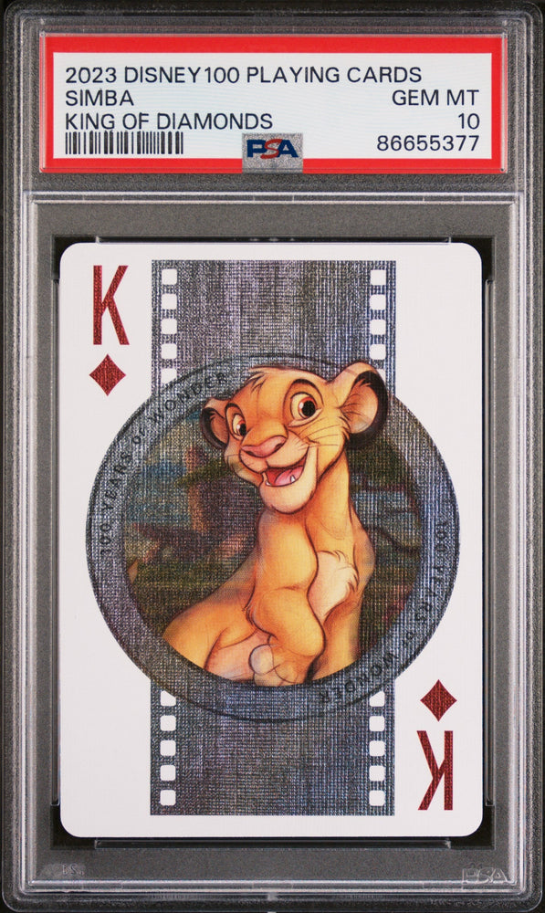 2023 DISNEY 100 PLAYING CARDS SIMBA KING OF DIAMONDS PSA 10 (Online Order Only)