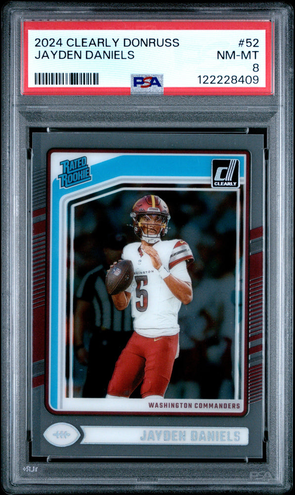Graded 2024 Panini Clearly Donruss Jayden Daniels #52 Rookie RC Football Card PSA 8 Near Mint (ONLINE ORDER ONLY)