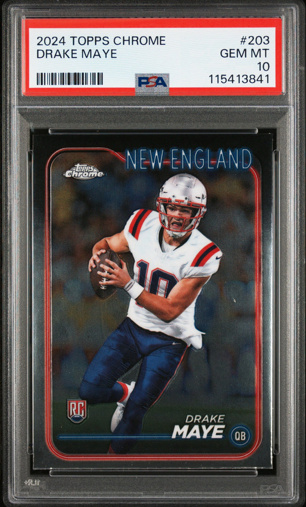Graded 2024 Topps Chrome Drake Maye #203 Rookie RC Football Card PSA 10 Gem Mint (ONLINE ORDER ONLY)