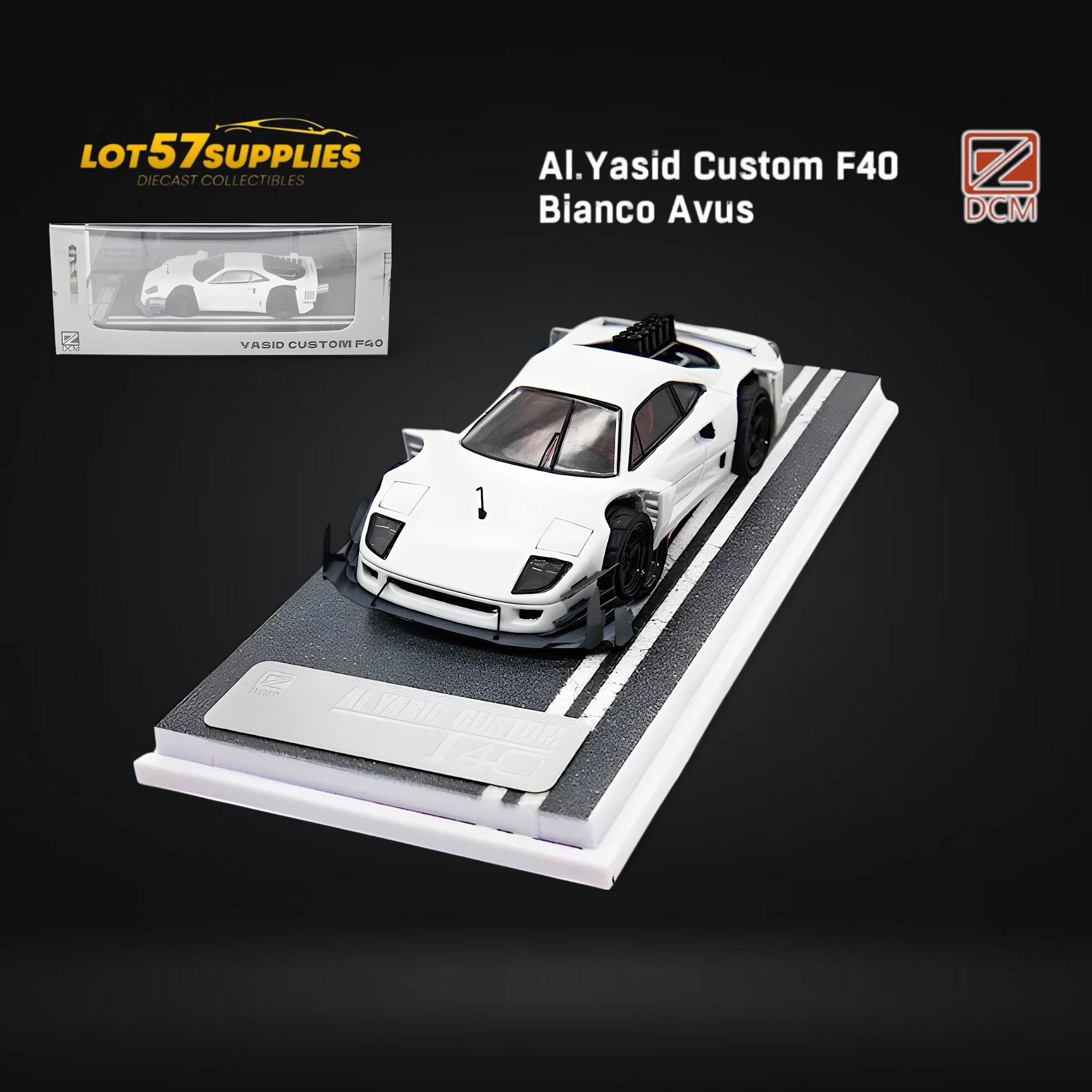 DCM Modified Ferrari F40 AI Yasid in White 1:64 (ONLINE ORDER ONLY)