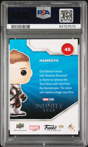 2023 UPPER DECK FUNKO POP MARVEL  HAWKEYE PATINA #45  PSA 10 (Online Order Only)