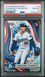 Graded 2024 Topps Bowmans Best Yoshinobu Yamamoto #34 Refractor Rookie RC Baseball Card PSA 10 Gem Mint