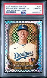 Graded 2024 Topps Allen & Ginter Yoshinobu Yamamoto #201 Chrome Xfractor Baseball Card PSA 10 Gem Mint