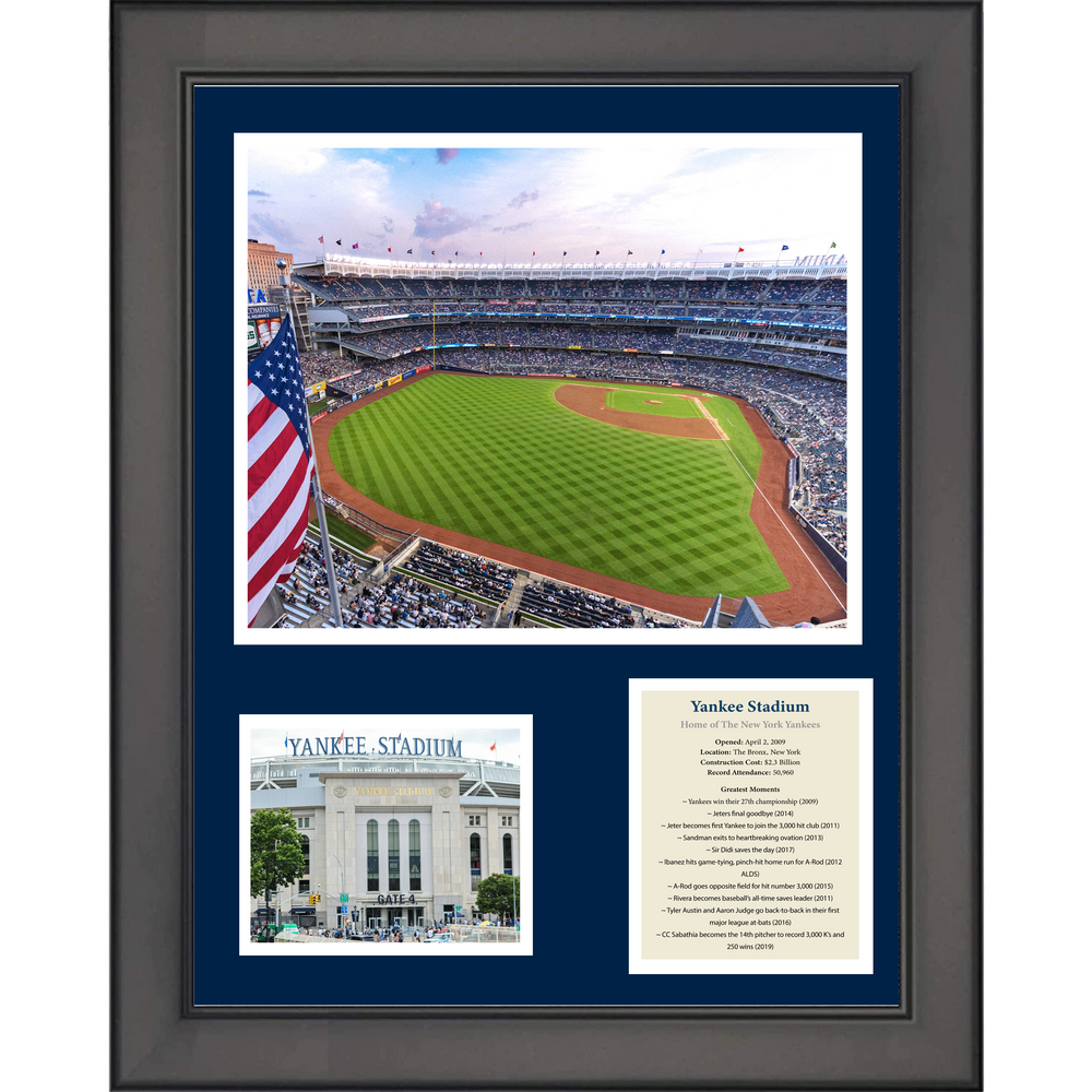 Framed (New) Yankee Stadium Greatest Moments New York Yankees Baseball 11"x14" Three Photo Collage (ONLINE ORDER ONLY)