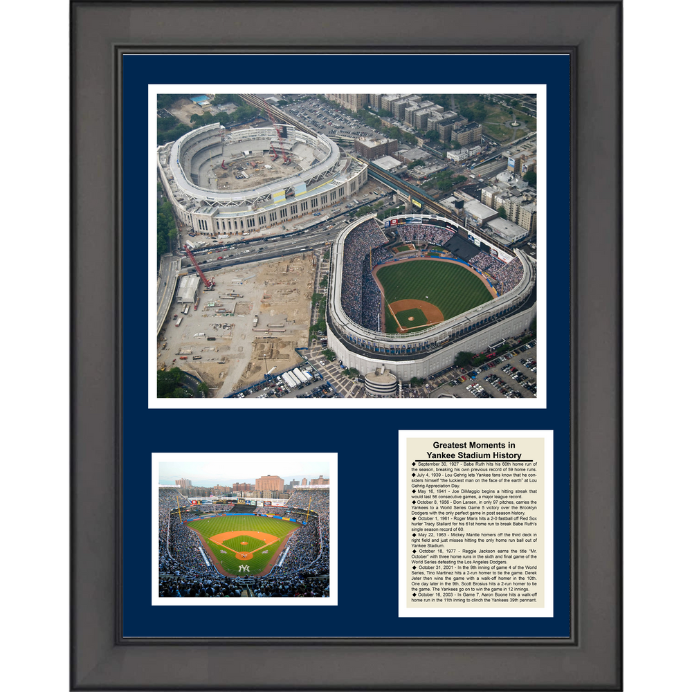 Framed Yankee Stadium Ballpark New York Baseball Moments 11"x14" Three Photo Collage (ONLINE ORDER ONLY)