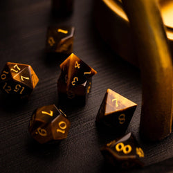 Yellow Tigers Eye Gemstone DND Dice Set (ONLINE ORDER ONLY)
