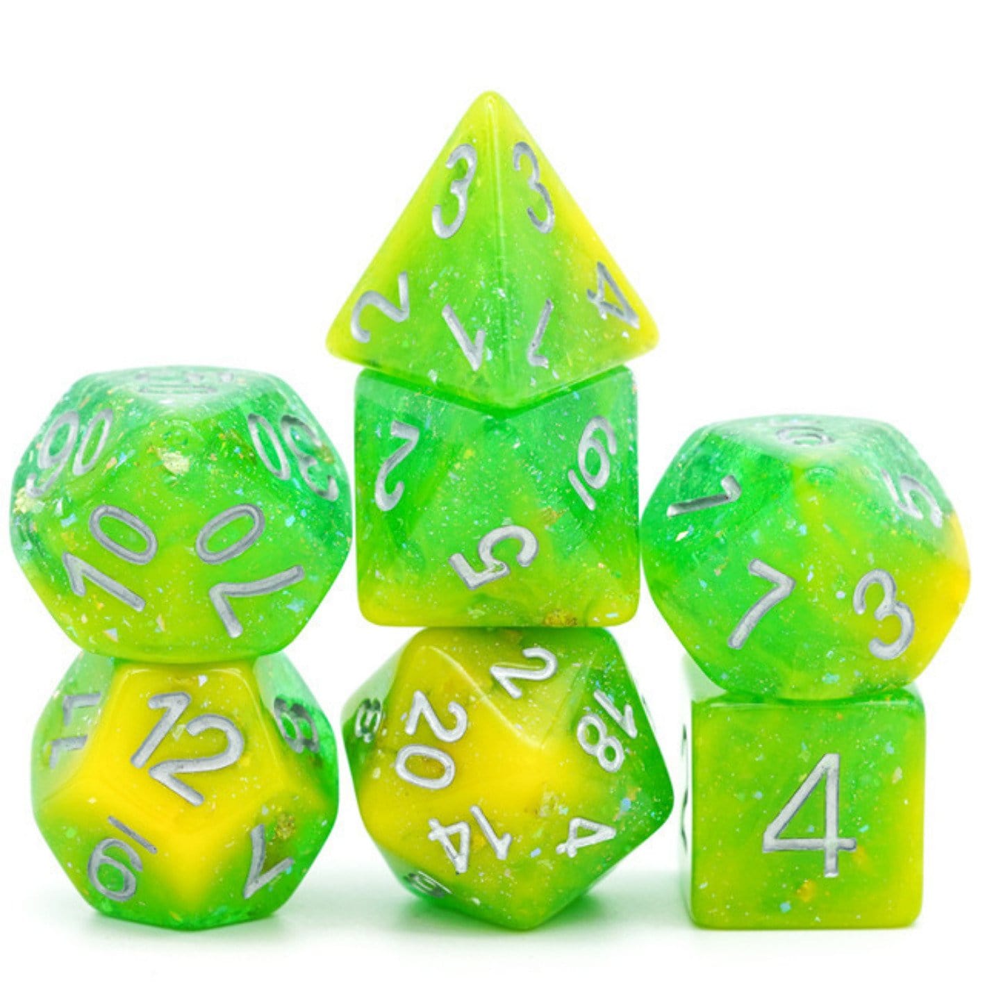 Yellow & Green Seabed Treasure RPG Dice Set (ONLINE ORDER ONLY)