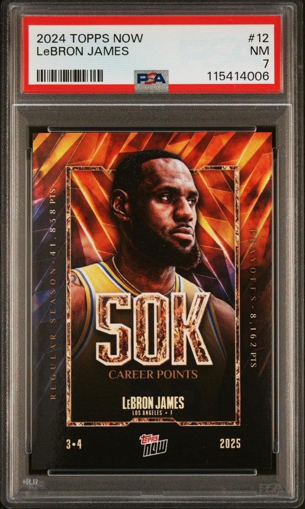 Graded 2024 Topps Now LeBron James #12 Basketball Card PSA 7 Near Mint (ONLINE ORDER ONLY)
