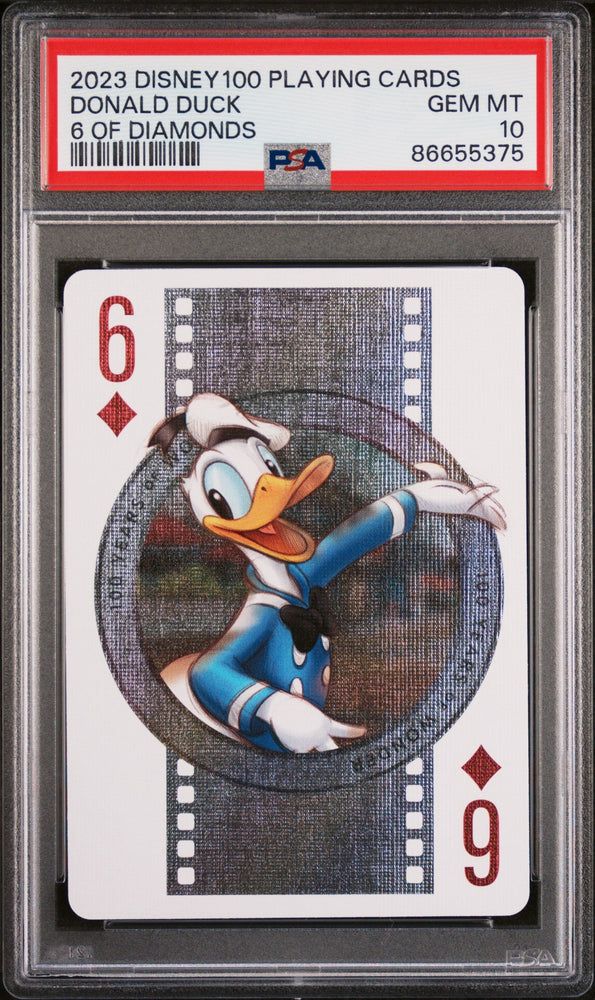 2023 DISNEY 100 PLAYING CARDS DONALD DUCK 6 OF DIAMONDS PSA 10 (Online Order Only)
