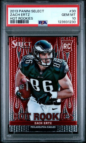 Graded 2013 Panini Select Zach Ertz #30 Hot Rookies Rookie RC Football Card PSA 10 Gem Mint (ONLINE ORDER ONLY)