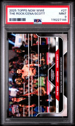 Graded 2025 Topps Now WWE The Rock John Cena Travis Scott #27 Wrestling Card PSA 9 Mint (ONLINE ORDER ONLY)