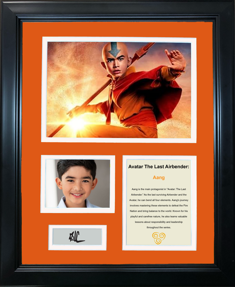 Framed Aang Avatar Facsimile Laser Engraved Signature Auto 11"x14"Photo Sig Collage (ONLINE ORDER ONLY)
