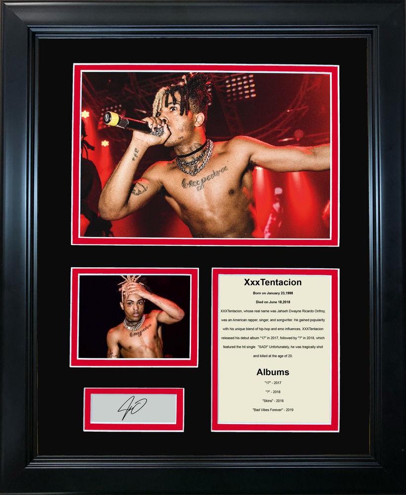 Framed Xxxtentacion Discography Facsimile Laser Engraved Signature Auto 11"x14" Music Photo Sig Collage (ONLINE ORDER ONLY)