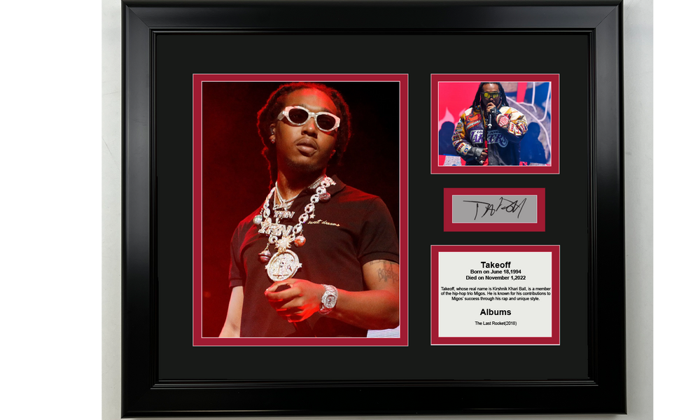 Framed Takeoff Facsimile Laser Engraved Signature 14x11 3 Photo Collage (ONLINE ORDER ONLY)