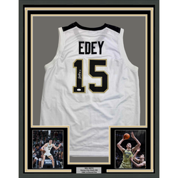 Framed Autographed/Signed Zach Edey 35x39 Purdue White College Basketball Jersey JSA COA