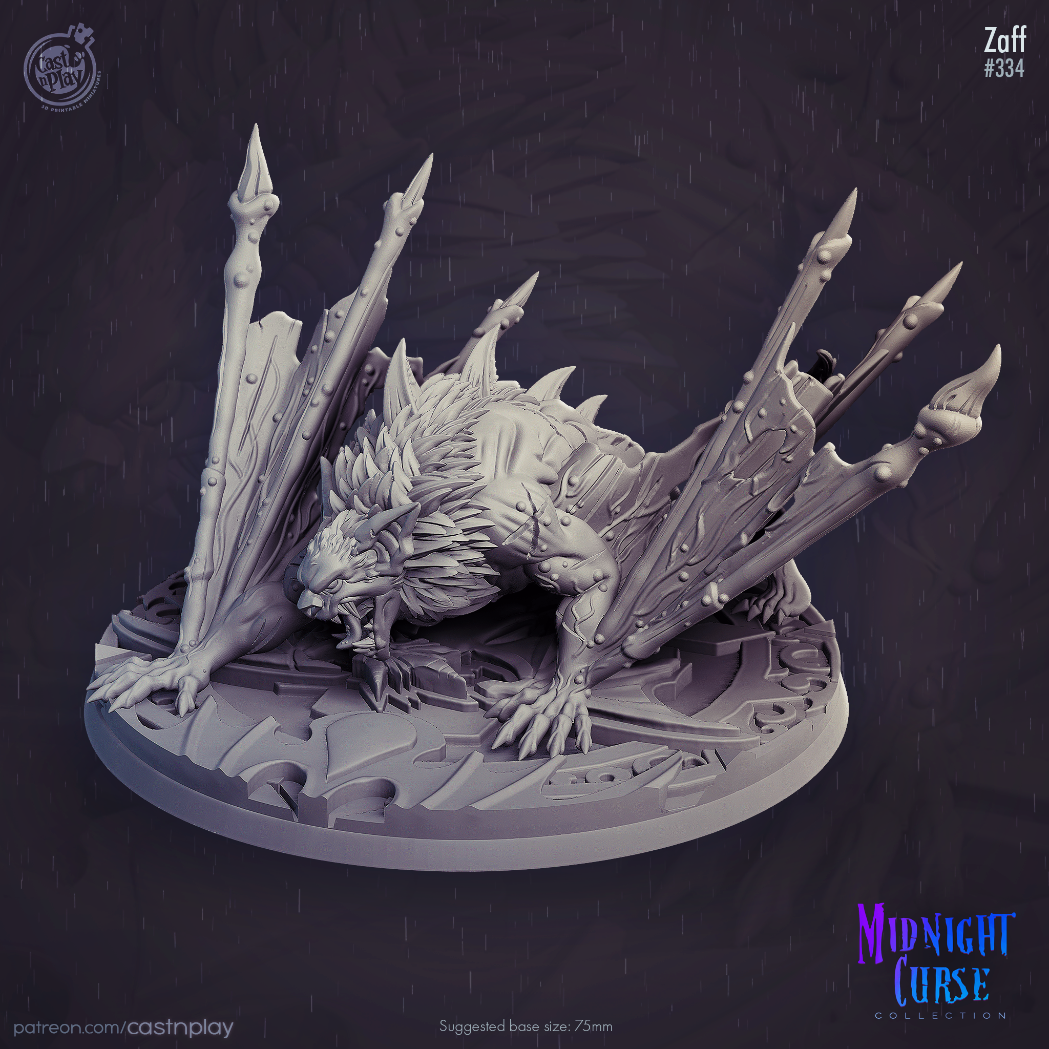 3D Printed Cast n Play Midnight Curse - Zaff The Vampire Bat 28mm 32mm D&D (Online Only)