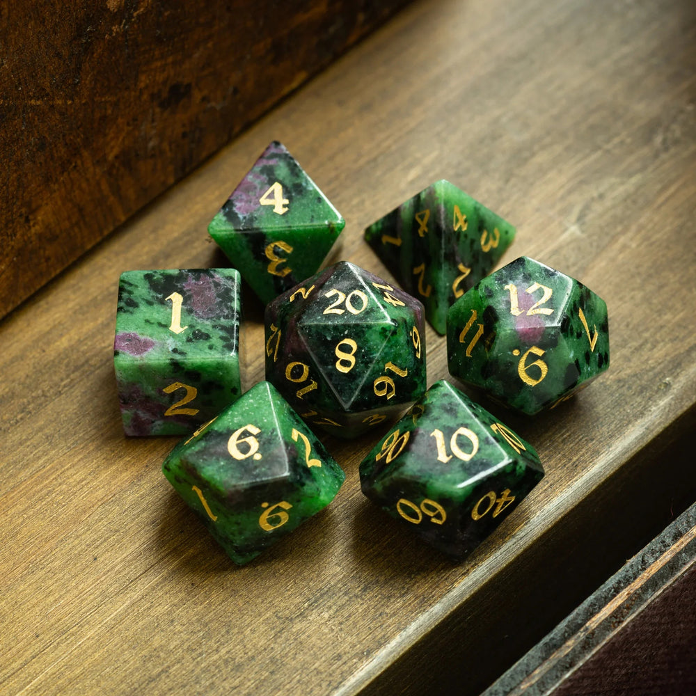 Zoisite Polyhedral Gemstone DND Dice Set (ONLINE ORDER ONLY)