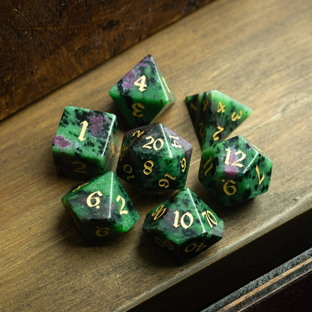 Zoisite Polyhedral Gemstone DND Dice Set (ONLINE ORDER ONLY)