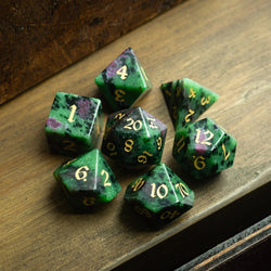 Zoisite Polyhedral Gemstone DND Dice Set (ONLINE ORDER ONLY)