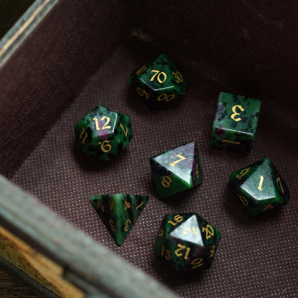 Zoisite Polyhedral Gemstone DND Dice Set (ONLINE ORDER ONLY)