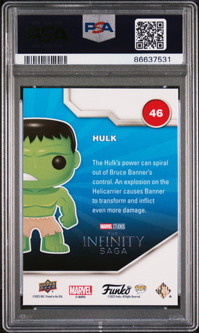 2023 UPPER DECK FUNKO POP MARVEL  HULK PLATINUM #46  PSA 10 (Online Order Only)