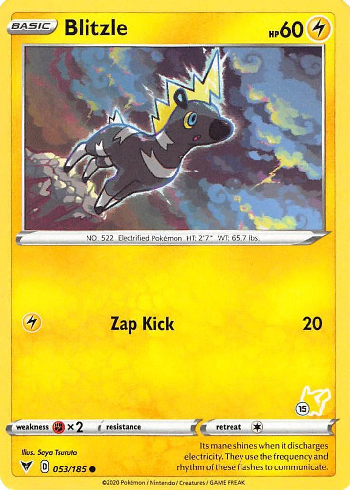 Blitzle (053/185) (Pikachu Stamp #15) [Battle Academy 2022] (Online Only)