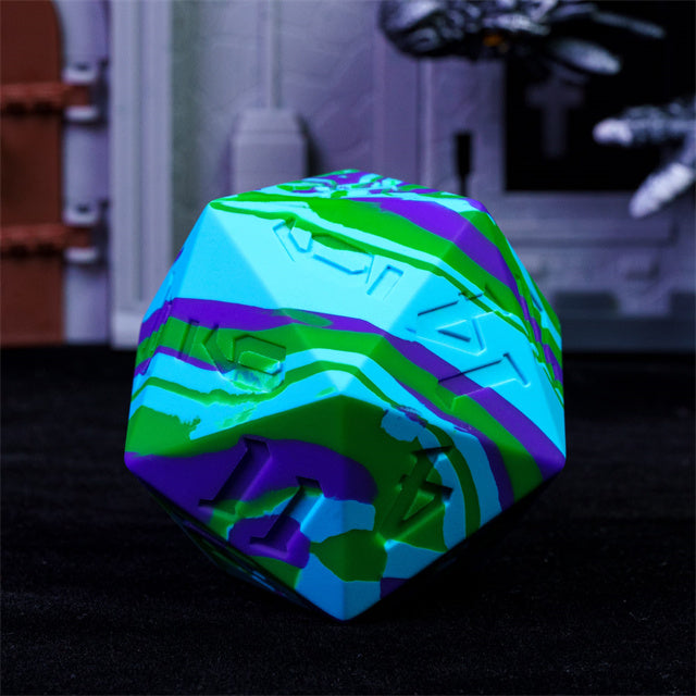 Large Wonderland Blue/Green Silicone d20 Dice 55mm | RPG Dice Novelty Piece (Online Only)
