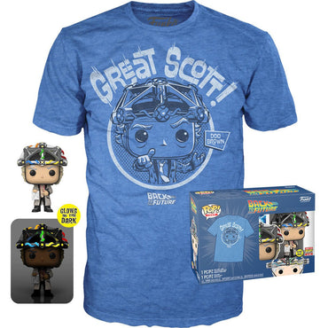Funko POP! Tees - Back to the Future "Glow in the Dark" Pop Vinyl Doc Brown w/Helmet, plus Unisex T-Shirt (ONLINE ORDER ONLY)