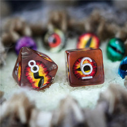 Brown Demon Eye Dragon Eye Dice 7-Dice Set Resin Dungeons and Dragons Dice (Online Only)
